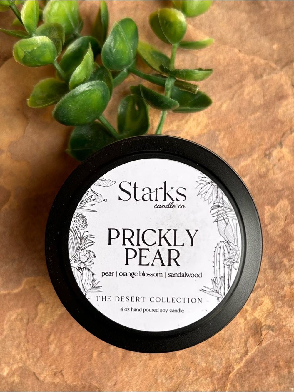 Prickly Pear Scented Soy Tin Candle - Black Brand New
